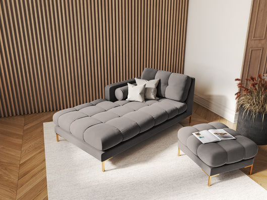 Cosmopolitan Design - Chaise longue sinistra "Bali" in velluto grigio chiaro 