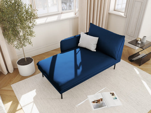 Cosmopolitan Design - Chaise longue sinistra "Vienna" in velluto blu reale 