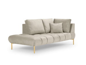 Cosmopolitan Design - Chaise longue sinistra "Hastings" 2 posti in velluto beige 