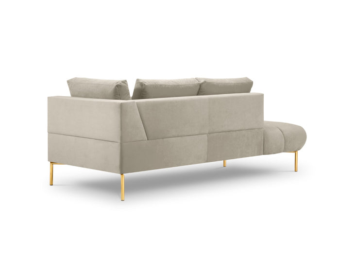 Cosmopolitan Design - Chaise longue sinistra "Hastings" 2 posti in velluto beige 