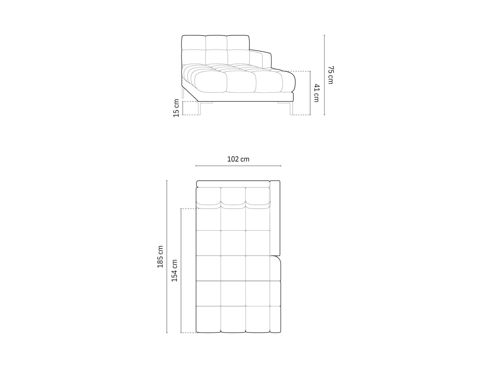 Cosmopolitan Design - Chaise longue destra "Bali" in tessuto strutturato grigio chiaro 