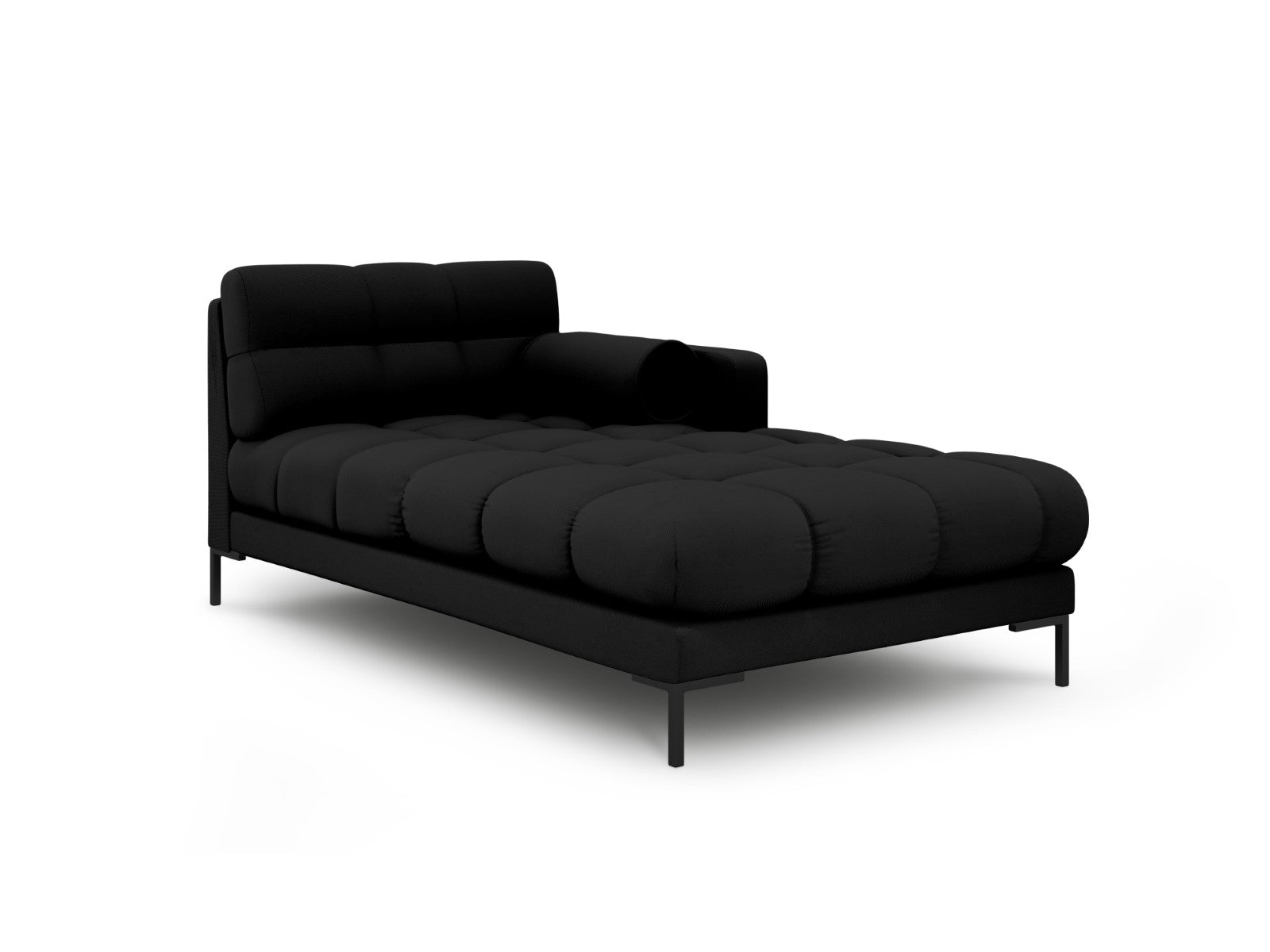 Cosmopolitan Design - Chaise longue destra "Bali" in tessuto strutturato nero 