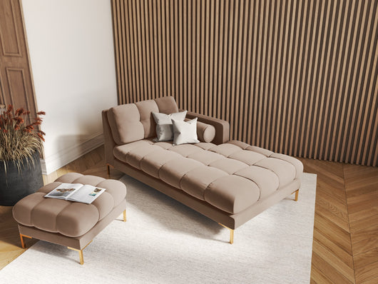 Cosmopolitan Design - Chaise longue destra "Bali" in velluto beige 