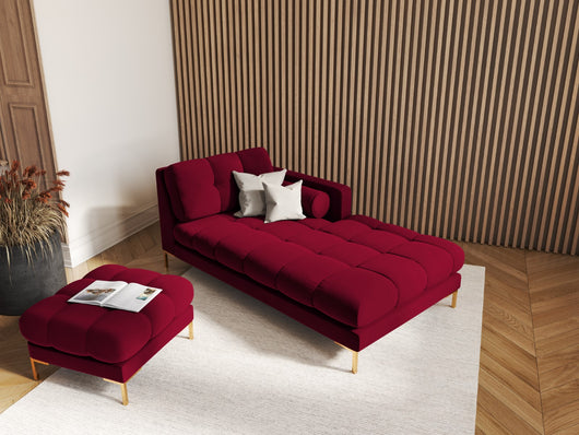 Cosmopolitan Design - Chaise longue destra "Bali" in velluto rosso 