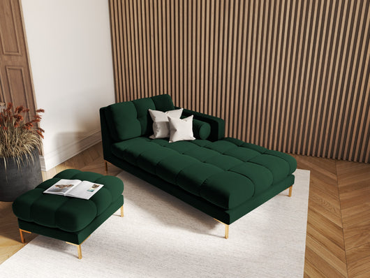 Cosmopolitan Design - Chaise longue destra "Bali" in velluto verde bottiglia 