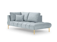 Cosmopolitan Design - Chaise longue destra "Hastings" 2 posti in velluto azzurro 