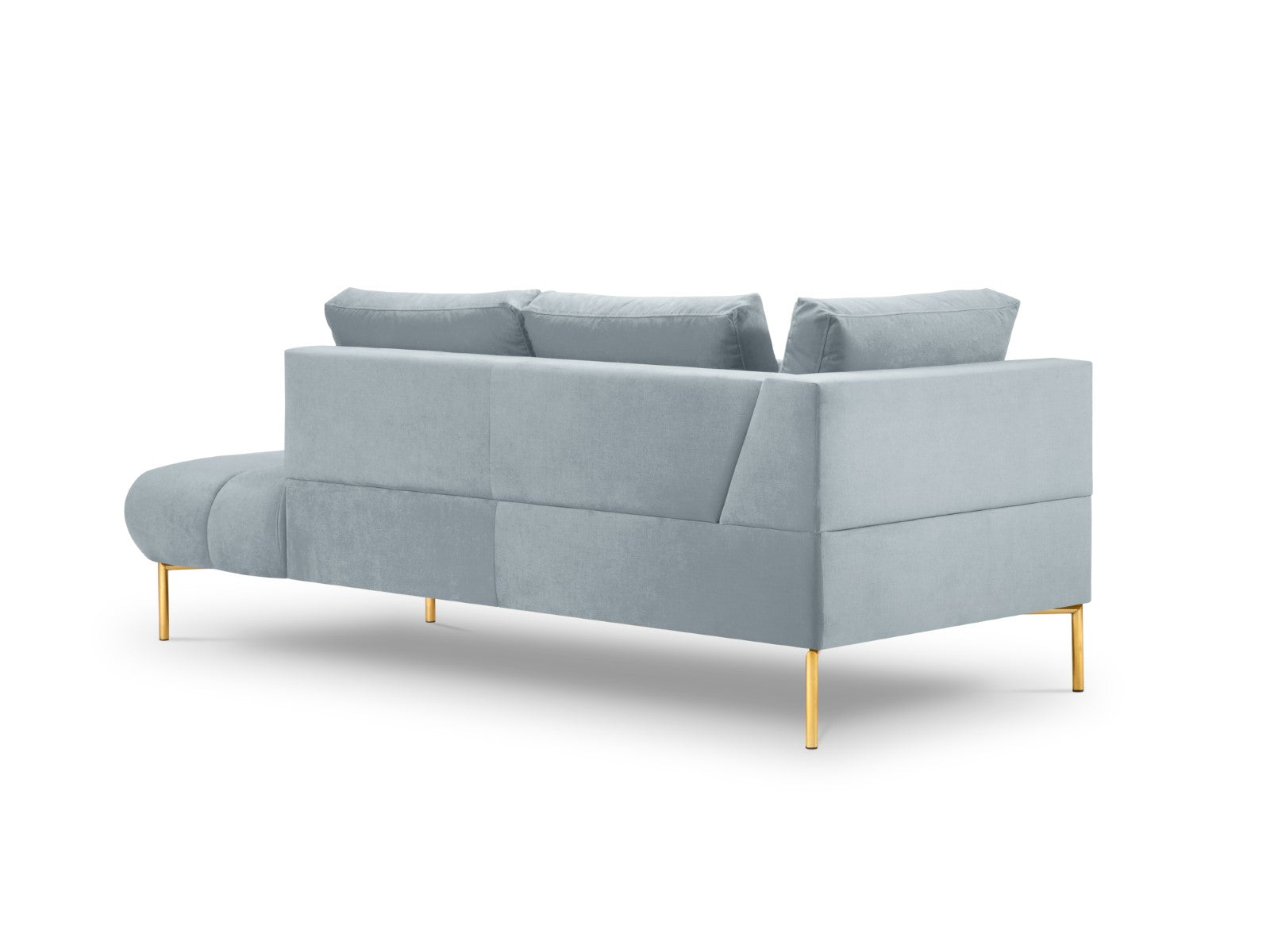 Cosmopolitan Design - Chaise longue destra "Hastings" 2 posti in velluto azzurro 