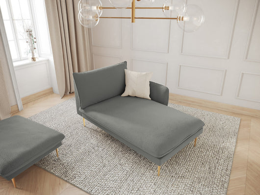 Cosmopolitan Design - Chaise longue destra "Vienna" in bouclé grigio 