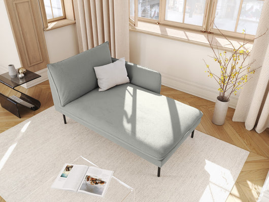 Cosmopolitan Design - Chaise longue destra "Vienna" in bouclé grigio 