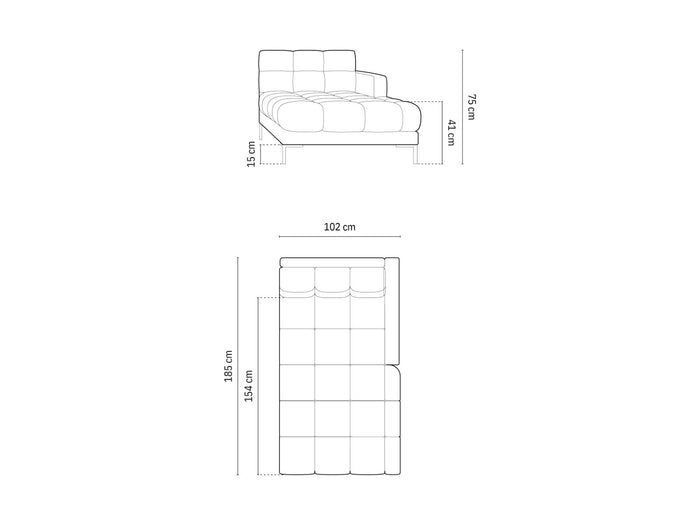 Cosmopolitan Design - Chaise longue destra "Bali" in tessuto strutturato grigio chiaro 