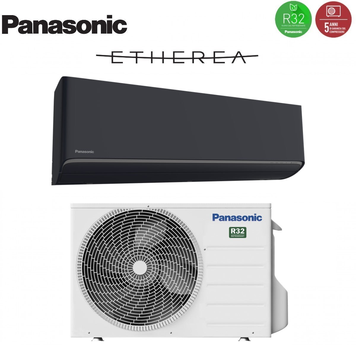 Climatizzatore Condizionatore Panasonic Inverter Serie Etherea Dark 9000 Btu CS-XZ25XKEW-H R-32 Wi-Fi Integrato Colore Grigio Grafite