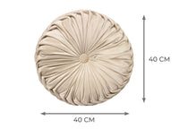 Cuscino Arredo Imbottito In Velluto Rotondo A Pieghe Plissettato Colore Beige Atelier In Tinta Unita Pieghettato