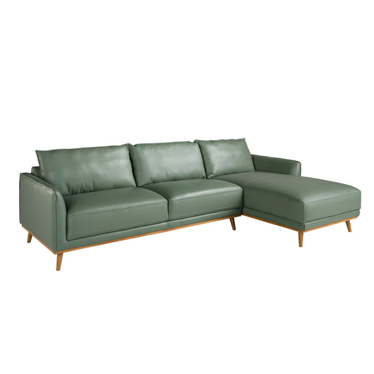 Divano chaise longue destro in pelle 295 x 160 x 90 cm colore verde