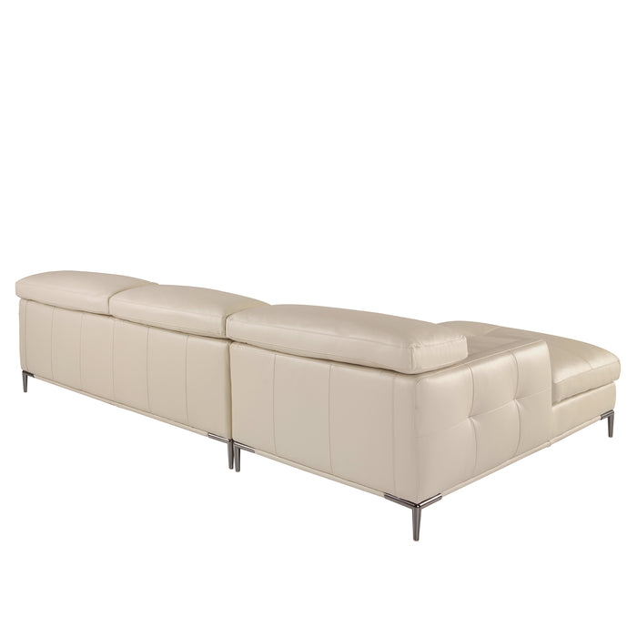 Divano chaise longue sinistro 283 x 173 x 92 cm in pelle colore sabbia