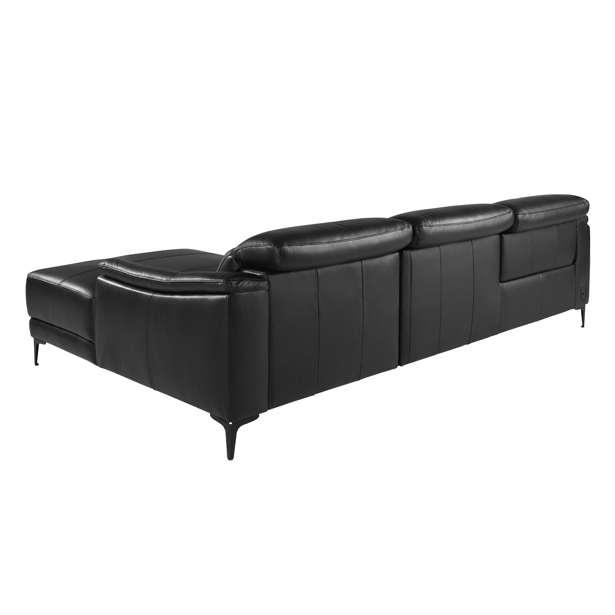 Divano relax con chaise longue destro in pelle 272 x 168 x 96 cm colore nero