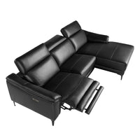 Divano relax con chaise longue destro in pelle 272 x 168 x 96 cm colore nero