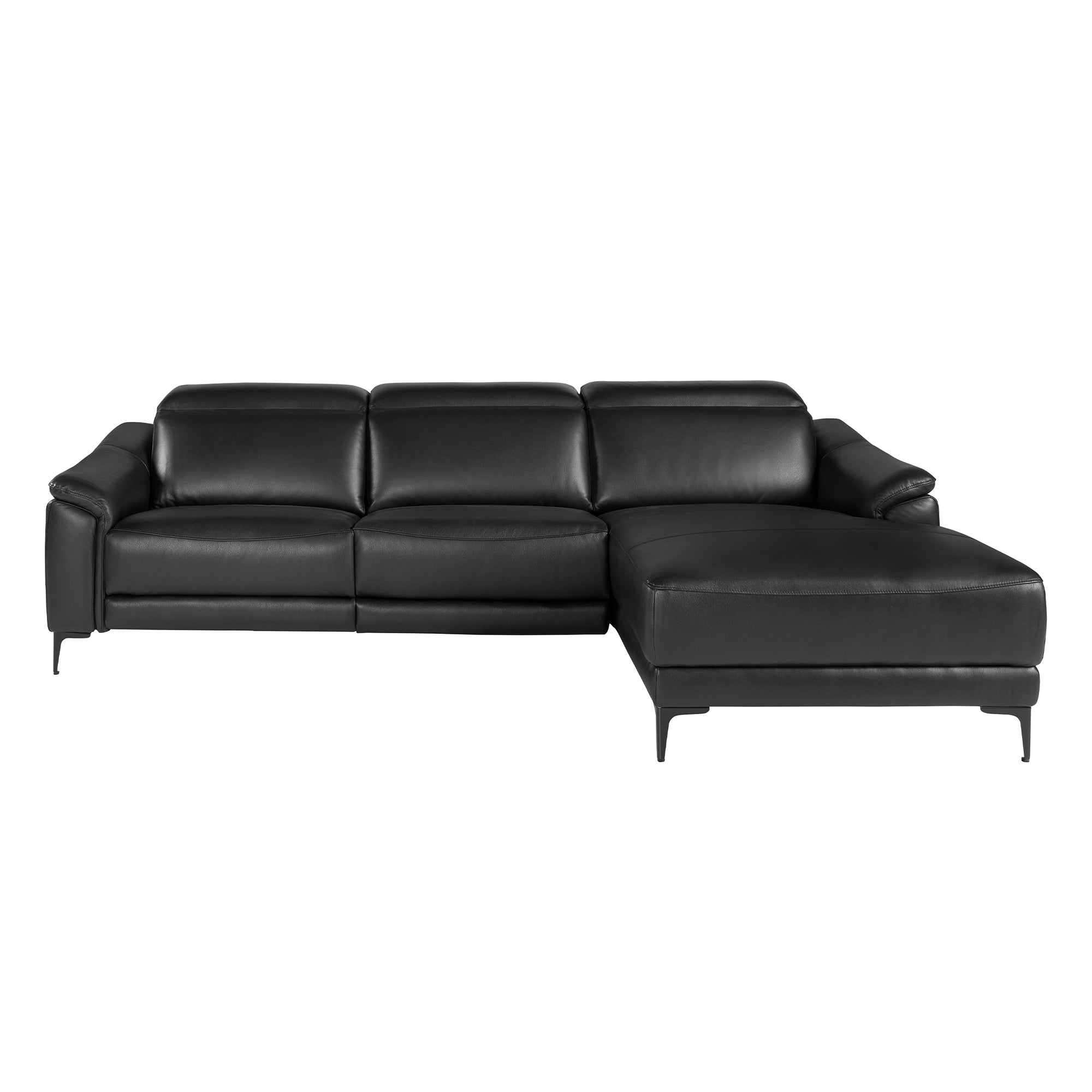 Divano relax con chaise longue destro in pelle 272 x 168 x 96 cm colore nero