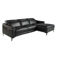 Divano relax con chaise longue destro in pelle 272 x 168 x 96 cm colore nero