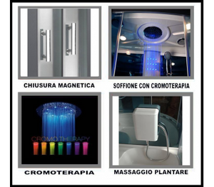 Cabina doccia idromassaggio, cromoterapia, touch screen, full optional 135x80cm Sicorage Xulus