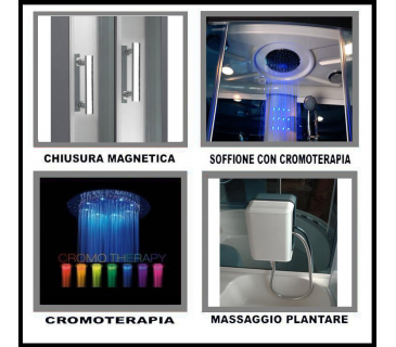 Cabina doccia idromassaggio, cromoterapia, touch screen, full optional 135x80cm Sicorage Xulus