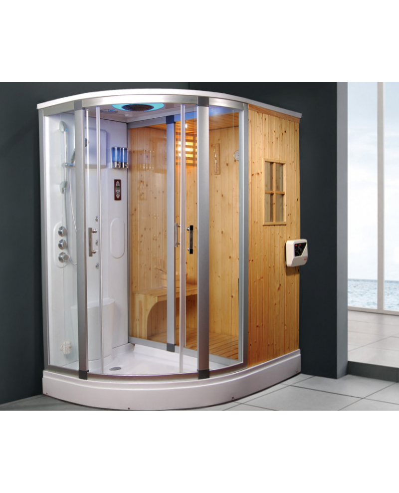 Cabina doccia idromassaggio e sauna finlandese bagno turco 170x130cm Sicorage Pretty