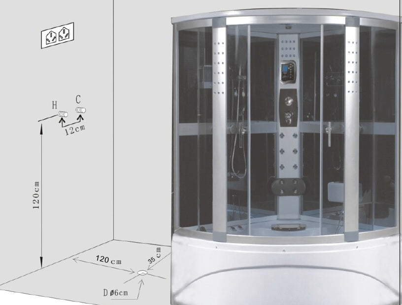 Cabina e vasca idromassaggio, sauna bagno turco, cromoterapia, full optional 150x150 cm Sicorage Xulut