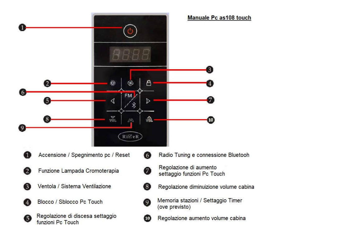 Cabina idromassaggio touch, ozonoterapia, cromoterapia, full optional 80x80 cm Sicorage Theraf