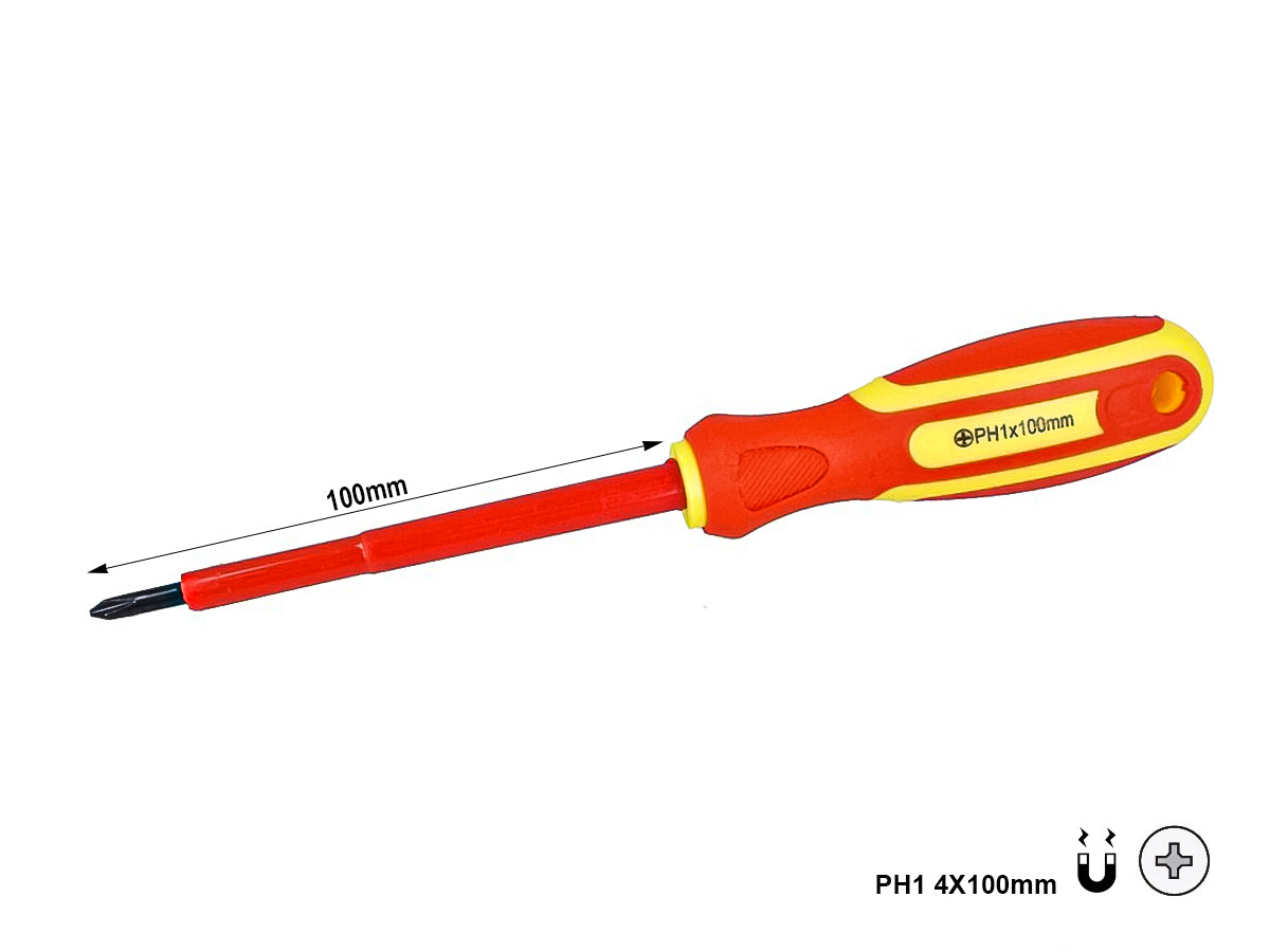 Cacciavite Isolato a Croce PH1 4X100mm Lama Isolante Per Elettricista