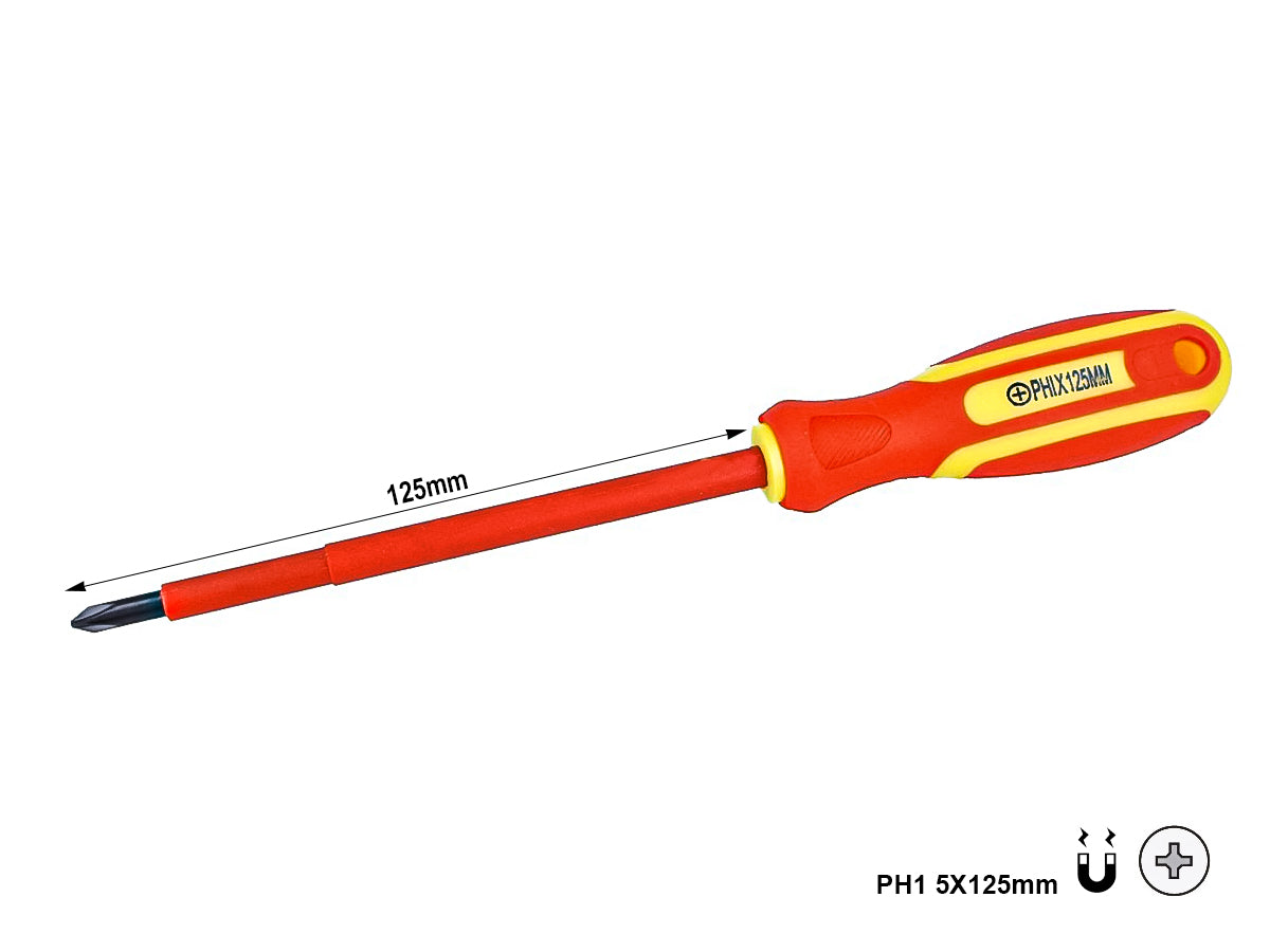 Cacciavite Isolato a Croce PH1 5X125mm Lama Isolante Per Elettricista
