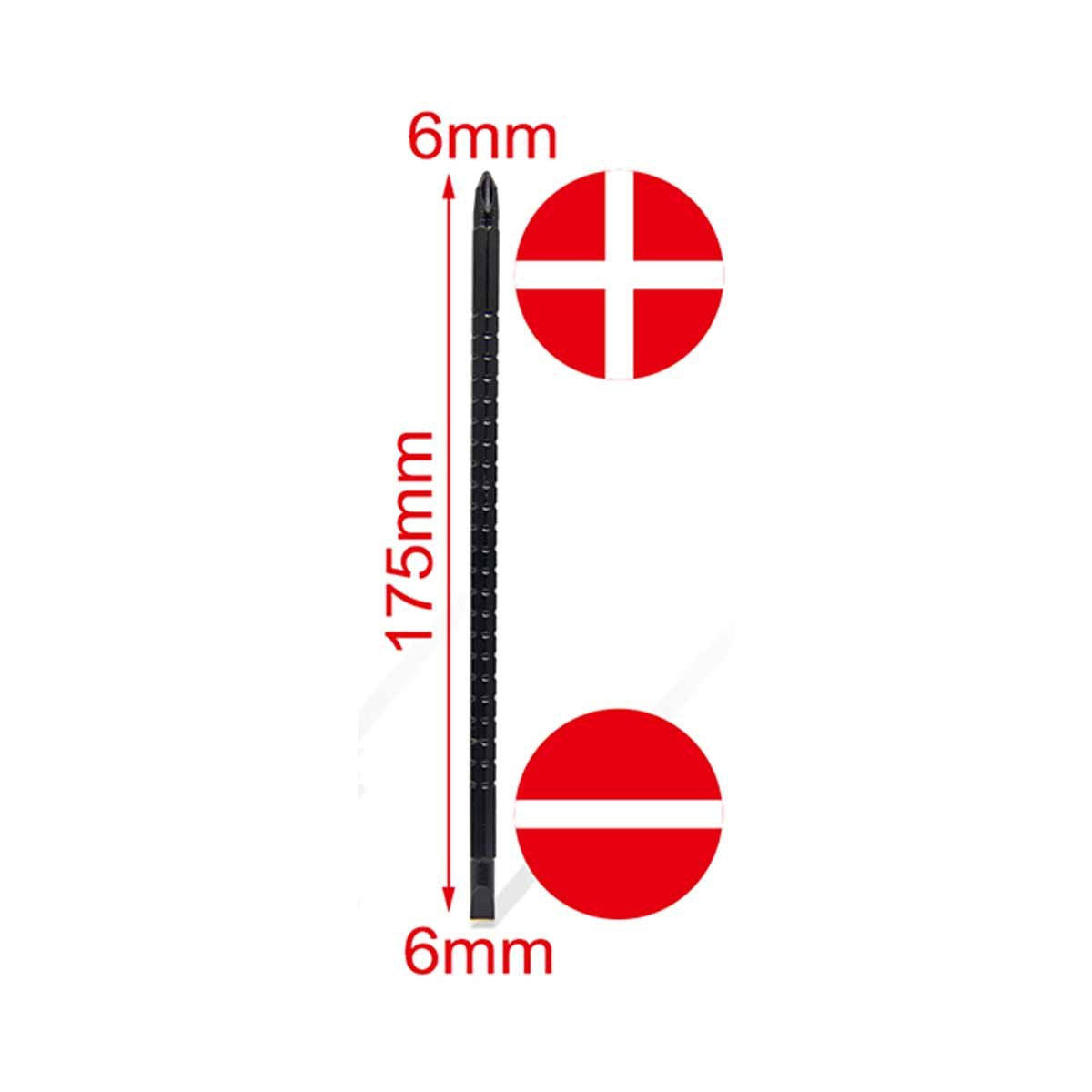 Cacciavite a Cricchetto con Magnete Doppia Punta 6x175mm Taglio e Stella Alta Qualit&agrave; Rivestimento Anti-Ruggine Lunga Durata