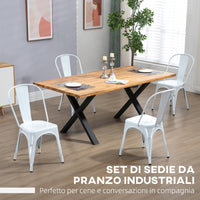 Set 4 Sedie da Cucina Impilabili 53x45x85 cm in Acciaio Bianco