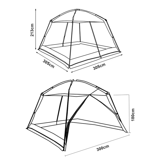 Gazebo da Giardino Beekdaelen con Zanzariere 305 x 305 x 213 cm Grigio / Verde pro.tec