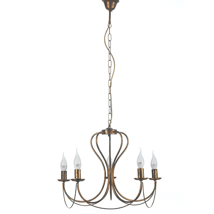 4236/5B - Lampadario Candela 5 Luci Col.Bronzo