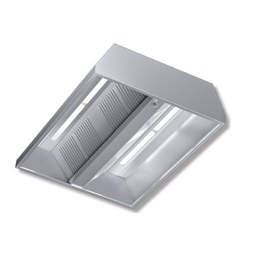 Cappa 200x130x45 acciaio inox Centrale neutra luci cucina ristorante RS7508