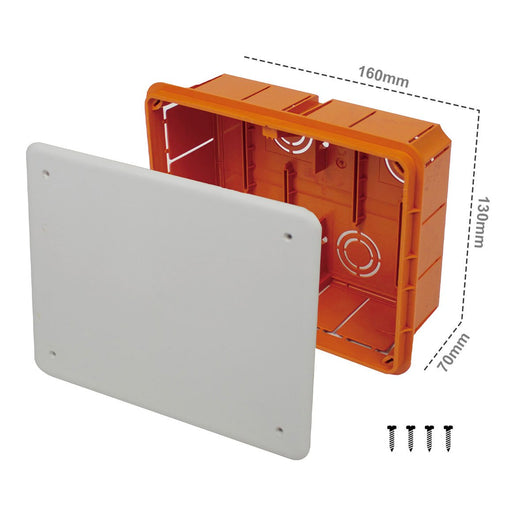 Cassetta Di Derivazione Da Incasso Muro IP40 Con Coperchio e Viti 160X130X70mm