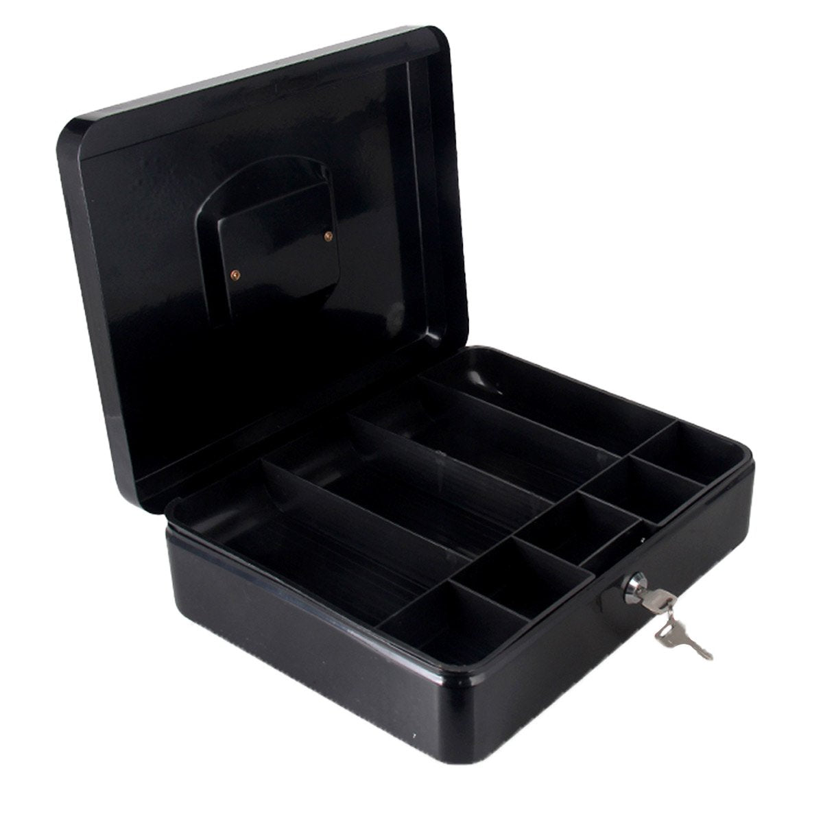 Cassetta Portavalori di Sicurezza in Acciaio con 2 Chiavi, Cassette dei contanti Vassoio Portamonete Integrato Dimensioni 30x24x9 cm, Colore Nero
