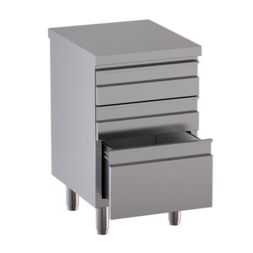 Cassettiera 50x60x85 acciaio inox 430 3 cassetti ristorante pizzeria RS4657