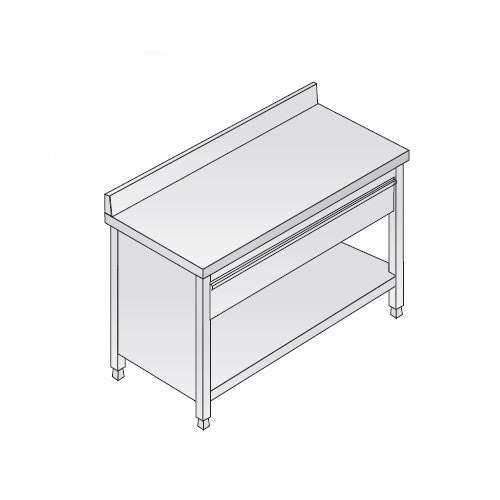 Cassettiera 80x70x85 acciaio inox 304 alzatina 1 cassetto ristorante RS5875