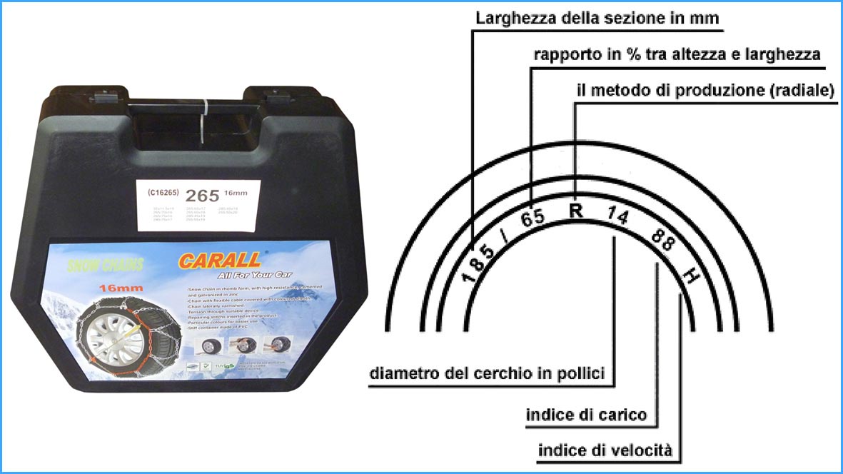 Catene Da Neve A Rombo 16mm 4WD Per SUV 4X4 Gruppo 250 Marca CARALL