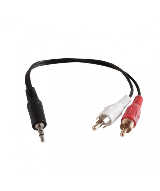 Cavo Audio Stereo AUX 3,5mm To RCA Maschio 25cmIl cavo Audio VulTech® Sc11302-1 è un ottimo strumento di collegamento per apparecchi audio ad alta definizione. Dotato di 2 connettori RCA Maschio e di uno Jack 3,5 mm Maschio, tutti placcati in oro. Il cav