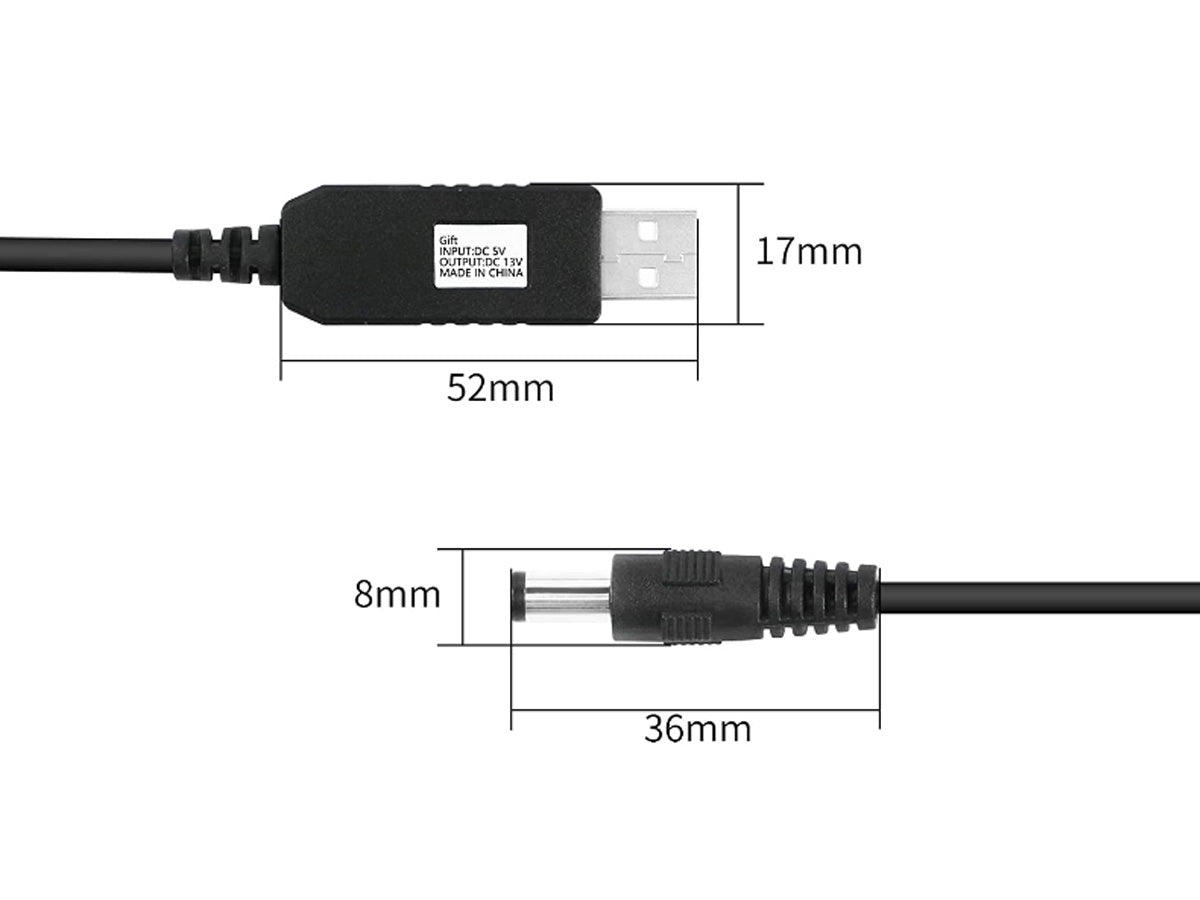 Cavo Convertitore Di Tensione Da USB 5V a Jack DC 5,5X2,1mm 12V Lunga 1M