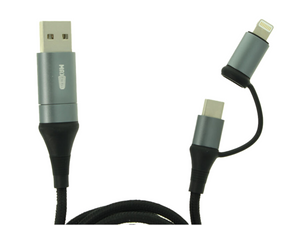 Cavo USB 4 In 1 USB-A USB-C Lightning Nylon Intrecciato 1 Metro Ricarica Veloce Massimo 60W