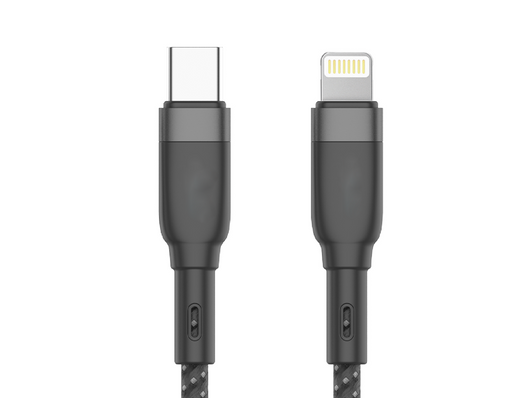 Cavo USB C PD Lightning Ricarica Veloce 3,5A Nero 1 Metro Nylon Intrecciato