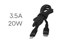 Cavo USB C PD Lightning Ricarica Veloce 3,5A Nero 1 Metro Nylon Intrecciato