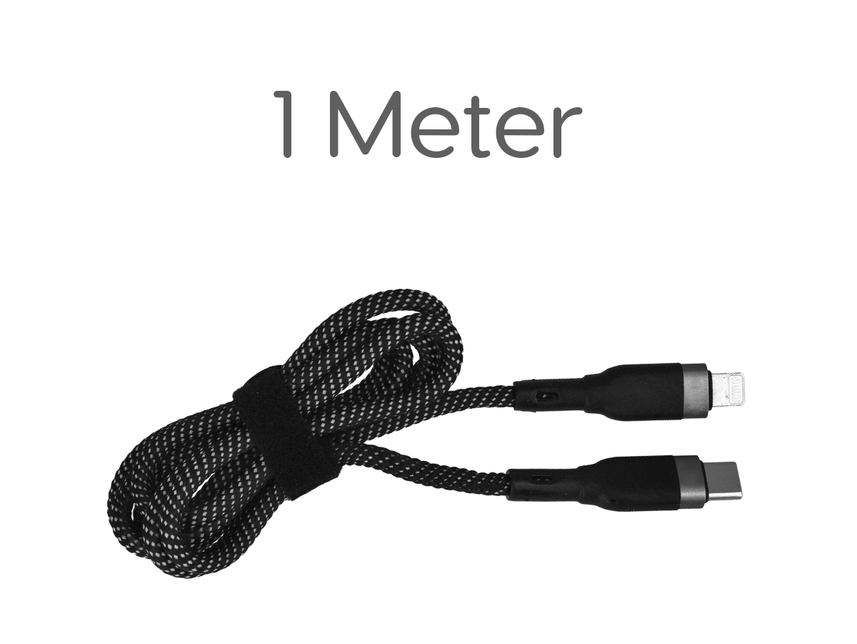 Cavo USB C PD Lightning Ricarica Veloce 3,5A Nero 1 Metro Nylon Intrecciato