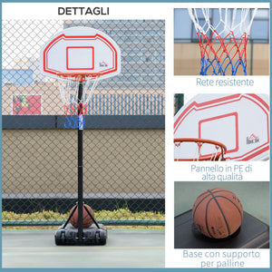 Canestro da Basket ad Altezza Regolabile 210-260 cm con Base Riempibile e 2 Ruote