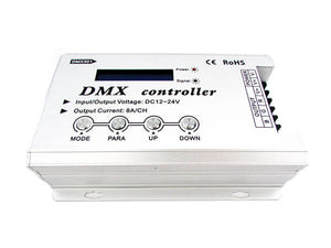 Centralina DMX-512 Decoder 4 Canali  + Controller RGB Per Luci Led 32A 12V 24V Con Display LCD