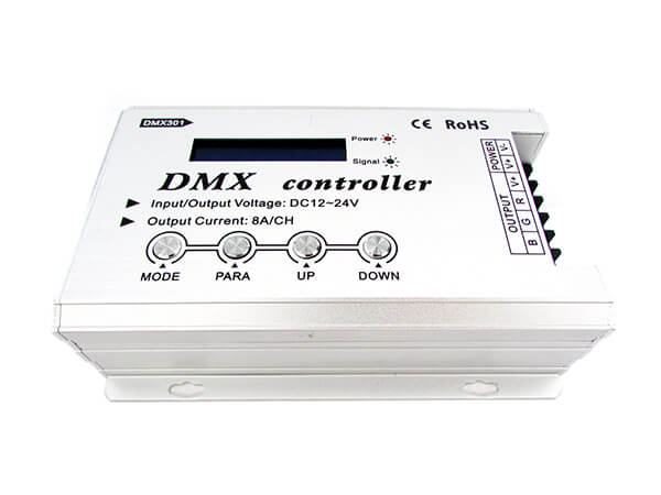 Centralina DMX-512 Decoder 4 Canali  + Controller RGB Per Luci Led 32A 12V 24V Con Display LCD