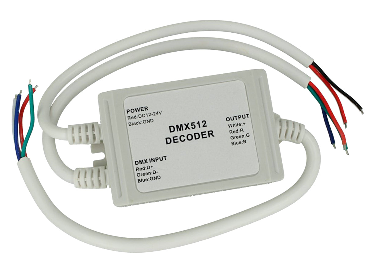 Centralina DMX-512 Decoder Converti In PWM Impermeabile IP65 3 Canail Per Striscia Led RGB DC 12V 24V 4AX3