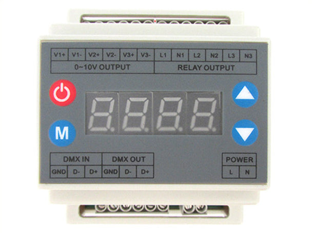 Centralina DMX Led Dimmer Con Segnale 0-10V Convertitore Segnale da DMX512 a 0-10V Attacco Guida DIN